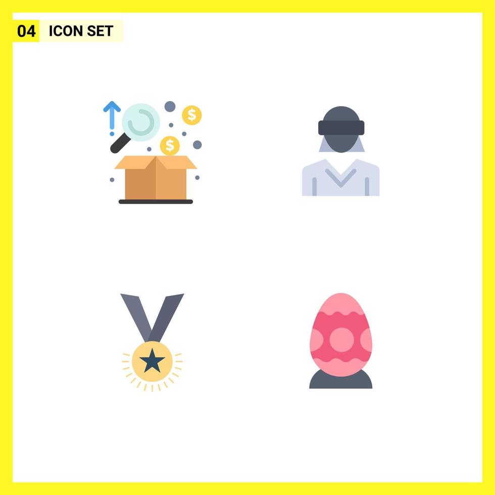 User Interface Pack of 4 Basic Flat Icons of analysis woman graph motion honor Editable Vector Design Elements