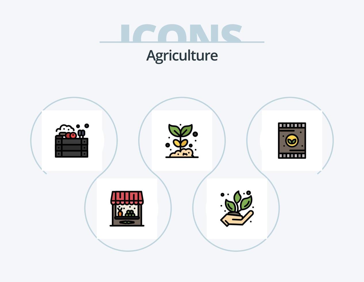 agricultura línea lleno icono paquete 5 5 icono diseño. jardín. agricultura. granja. agricultura. almacén vector