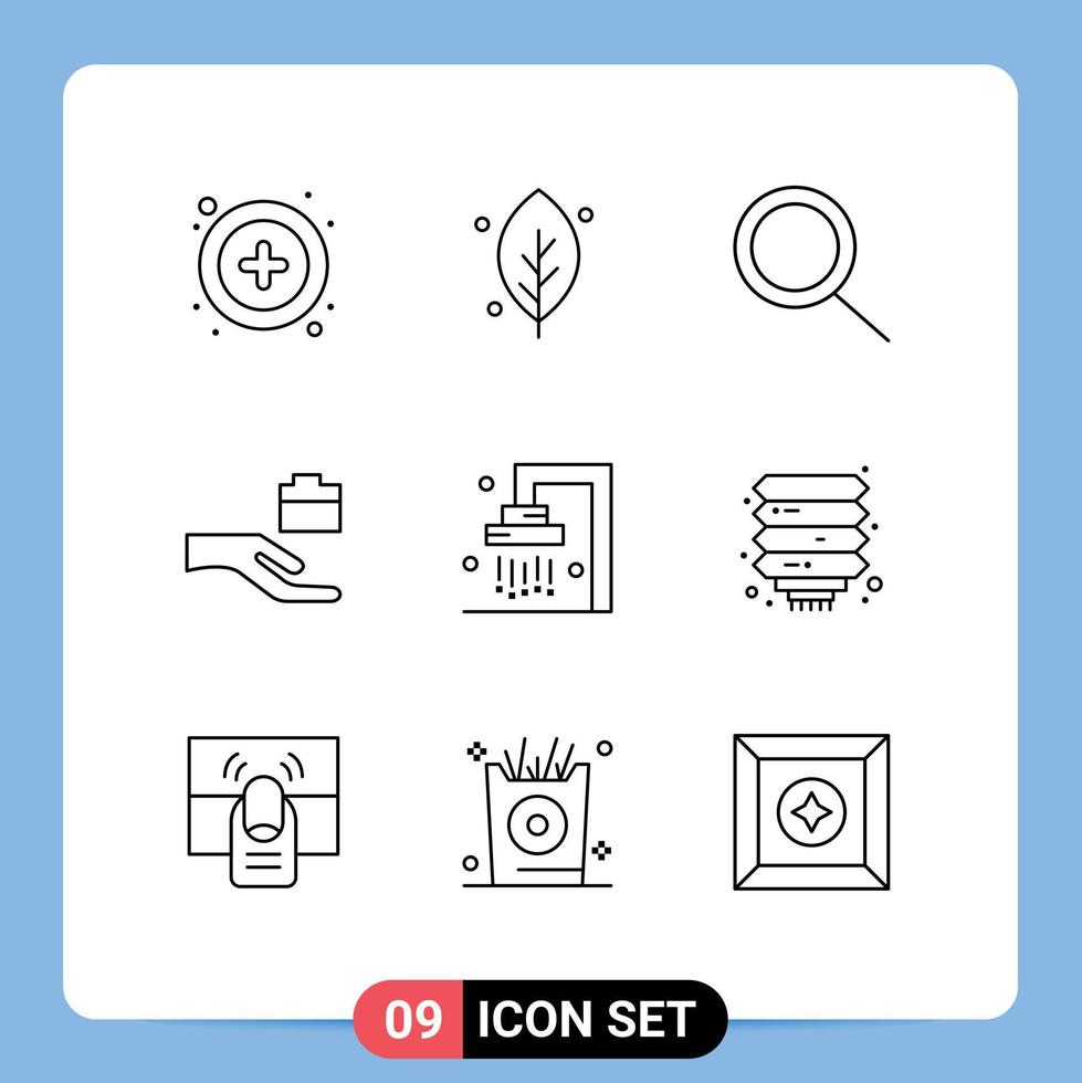 User Interface Pack of 9 Basic Outlines of chinese shower zoom cleaning bath Editable Vector Design Elements