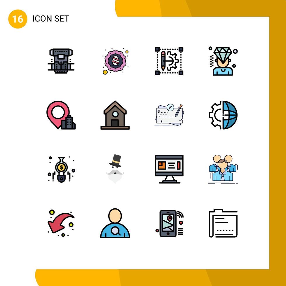 Set of 16 Modern UI Icons Symbols Signs for membership man egg business printer Editable Creative Vector Design Elements