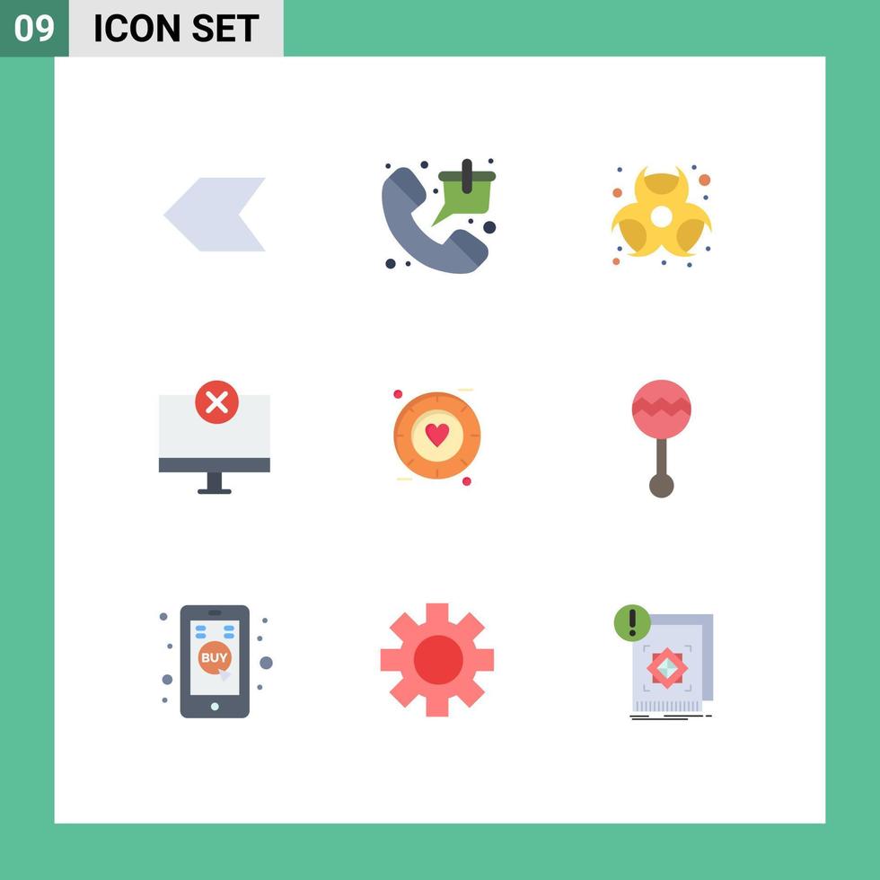 Pictogram Set of 9 Simple Flat Colors of love hardware chemical gadget computers Editable Vector Design Elements