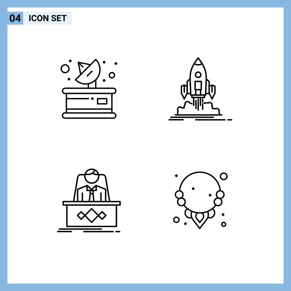 4 Creative Icons Modern Signs and Symbols of communication game receiver shuttle legend Editable Vector Design Elements
