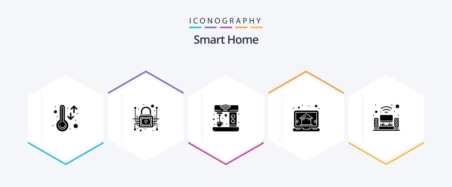 Smart Home 25 Glyph icon pack including smart. home. private. dashboard. home vector