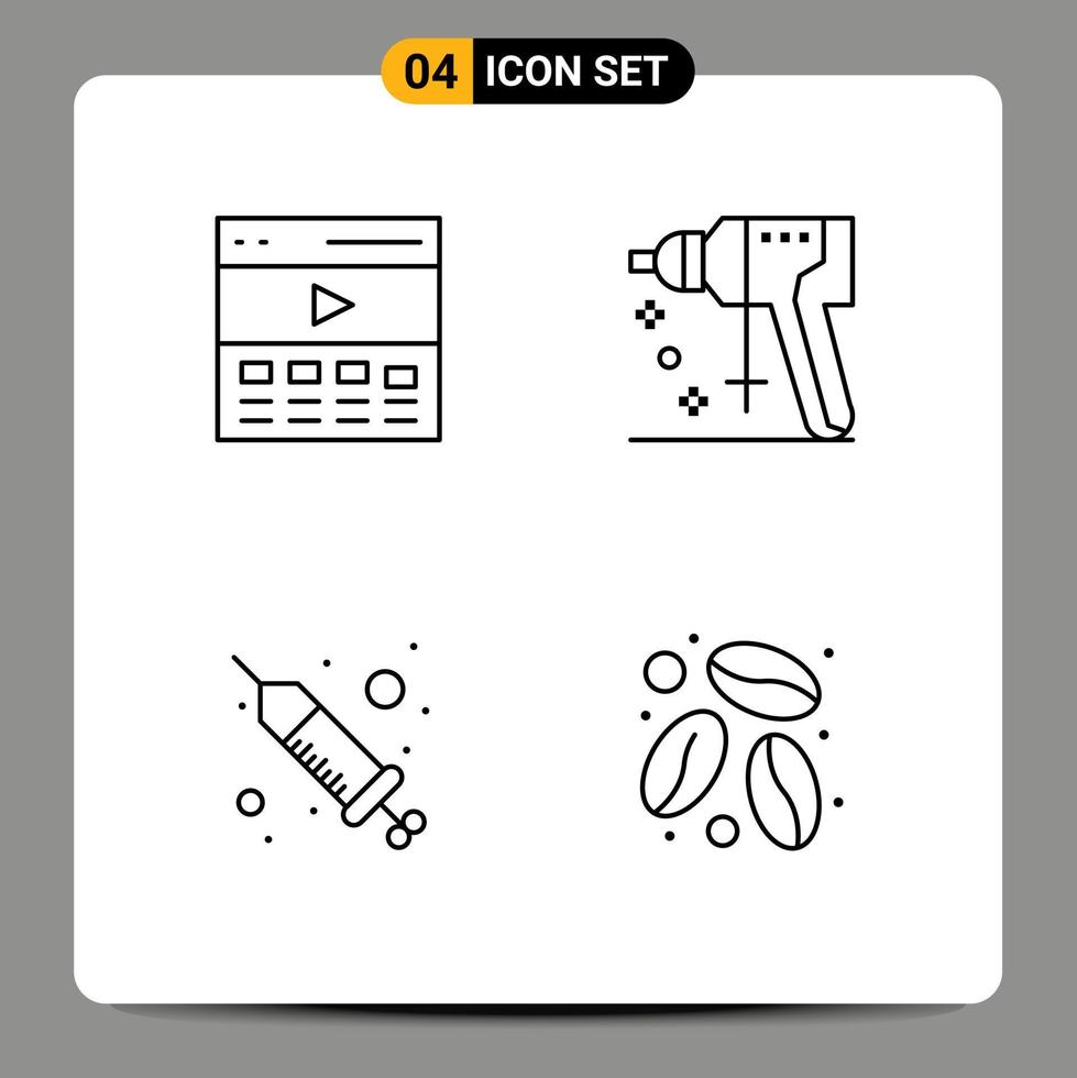 4 Thematic Vector Filledline Flat Colors and Editable Symbols of communication drop interface perforator procedure Editable Vector Design Elements