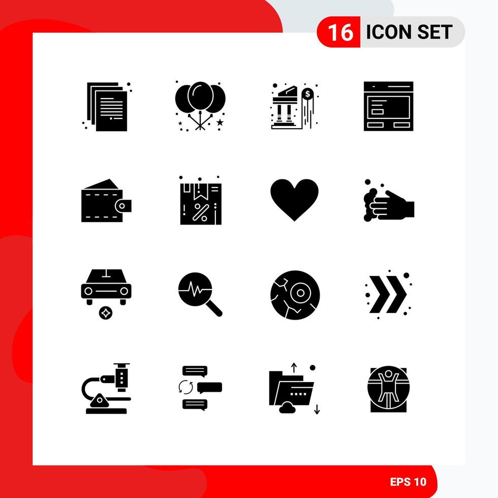 Set of 16 Modern UI Icons Symbols Signs for fashion to dollar interface call Editable Vector Design Elements
