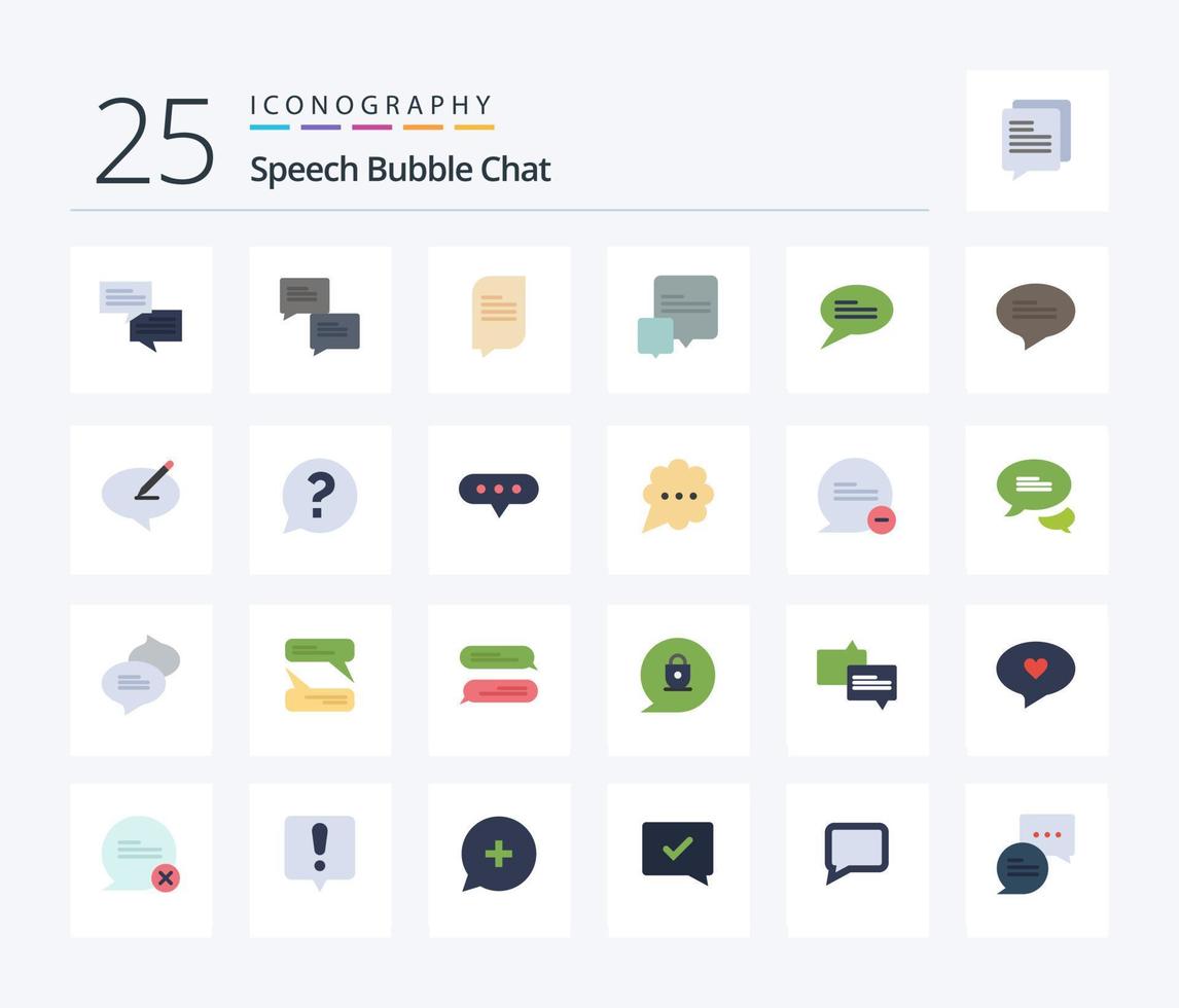 Chat 25 Flat Color icon pack including comment. bubble. note. social. mark vector