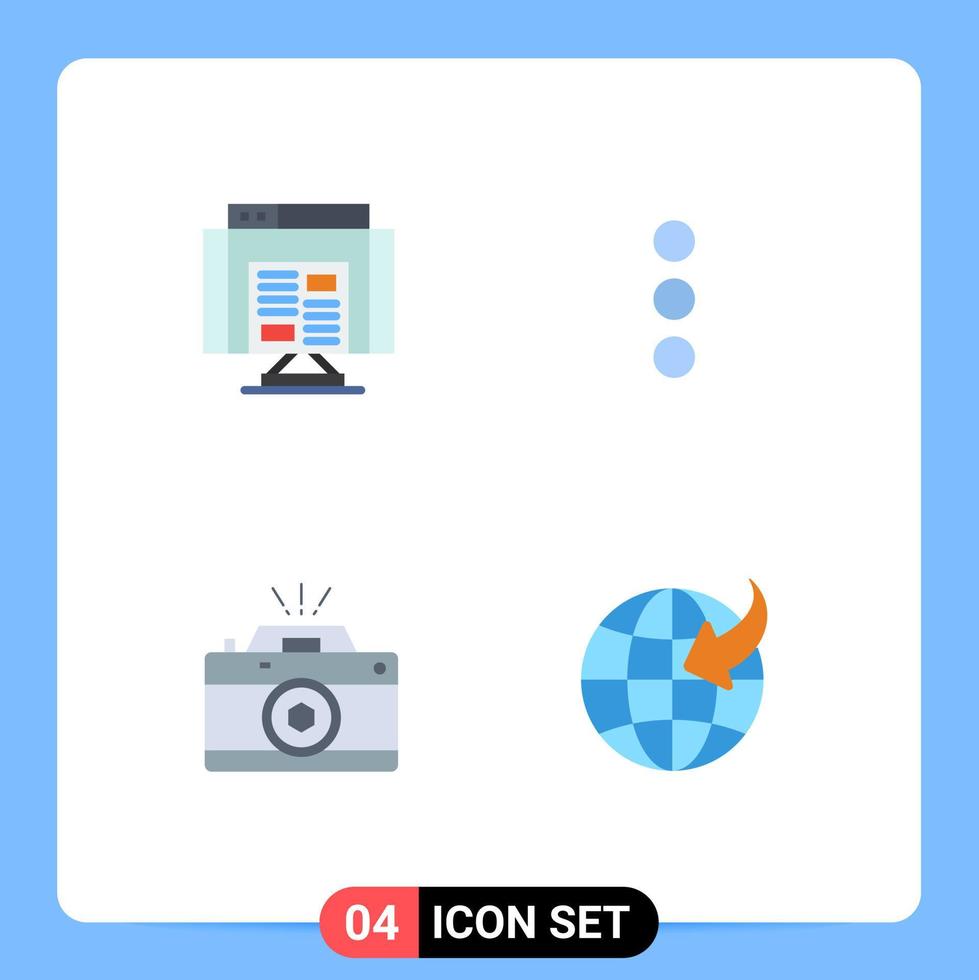 Set of 4 Modern UI Icons Symbols Signs for application capture web ui aperture Editable Vector Design Elements