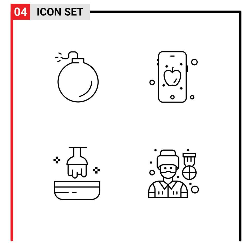 User Interface Pack of 4 Basic Filledline Flat Colors of bomb salon mobile beauty pilot Editable Vector Design Elements
