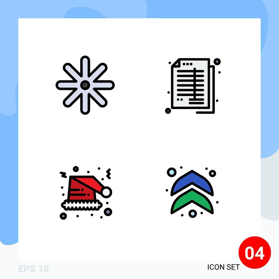 Universal Icon Symbols Group of 4 Modern Filledline Flat Colors of flower hat accounting banking xmas Editable Vector Design Elements