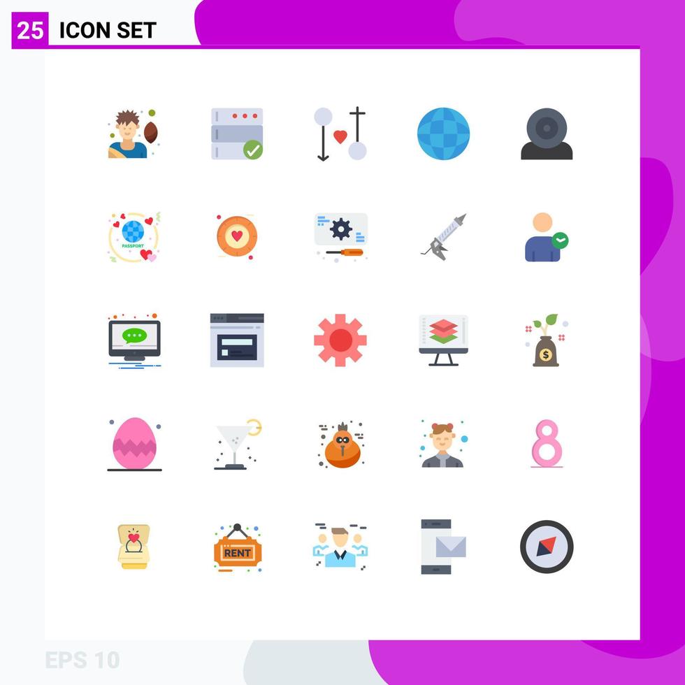 Mobile Interface Flat Color Set of 25 Pictograms of hardware devices male computers geography Editable Vector Design Elements