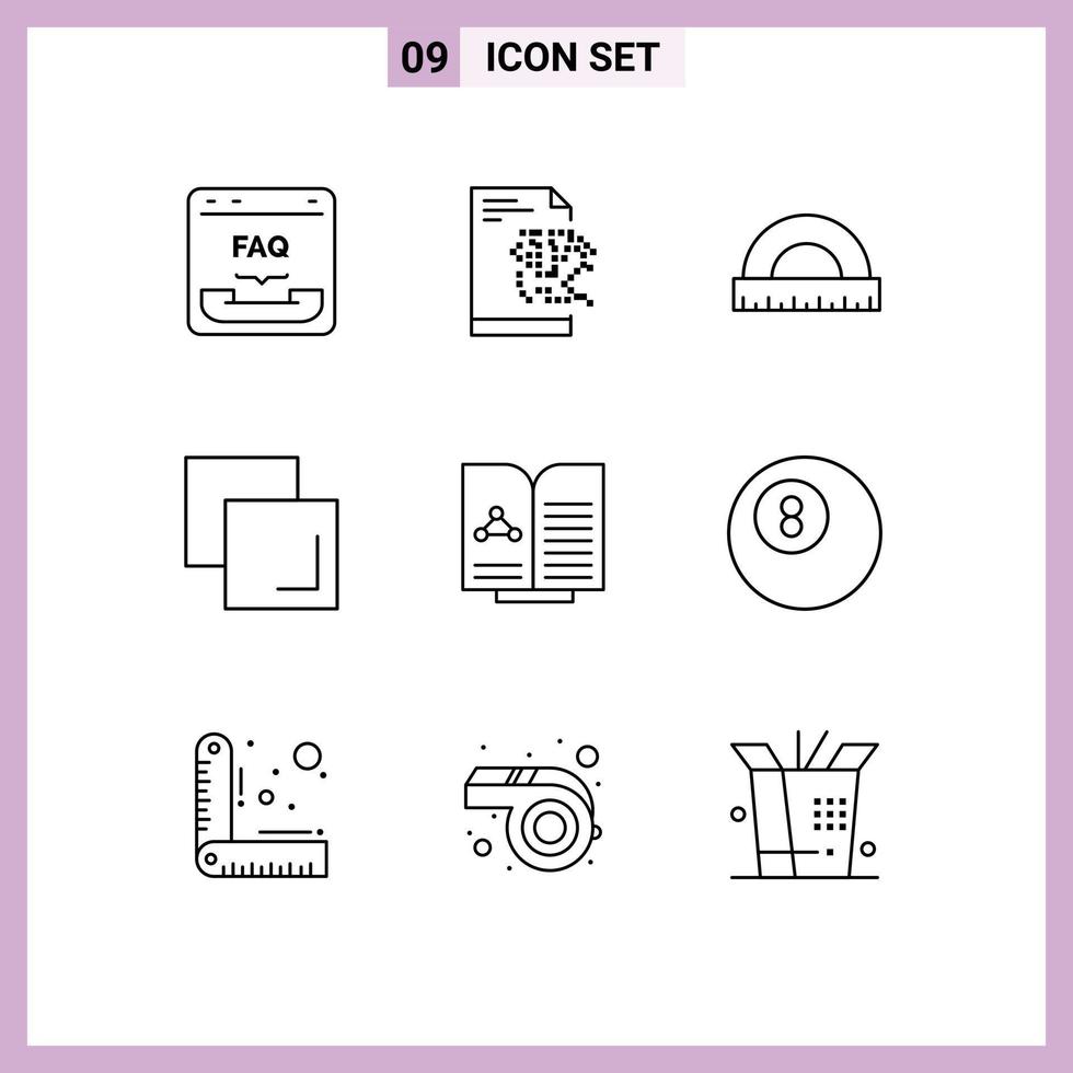 Universal Icon Symbols Group of 9 Modern Outlines of test layers angle duplicate scale Editable Vector Design Elements