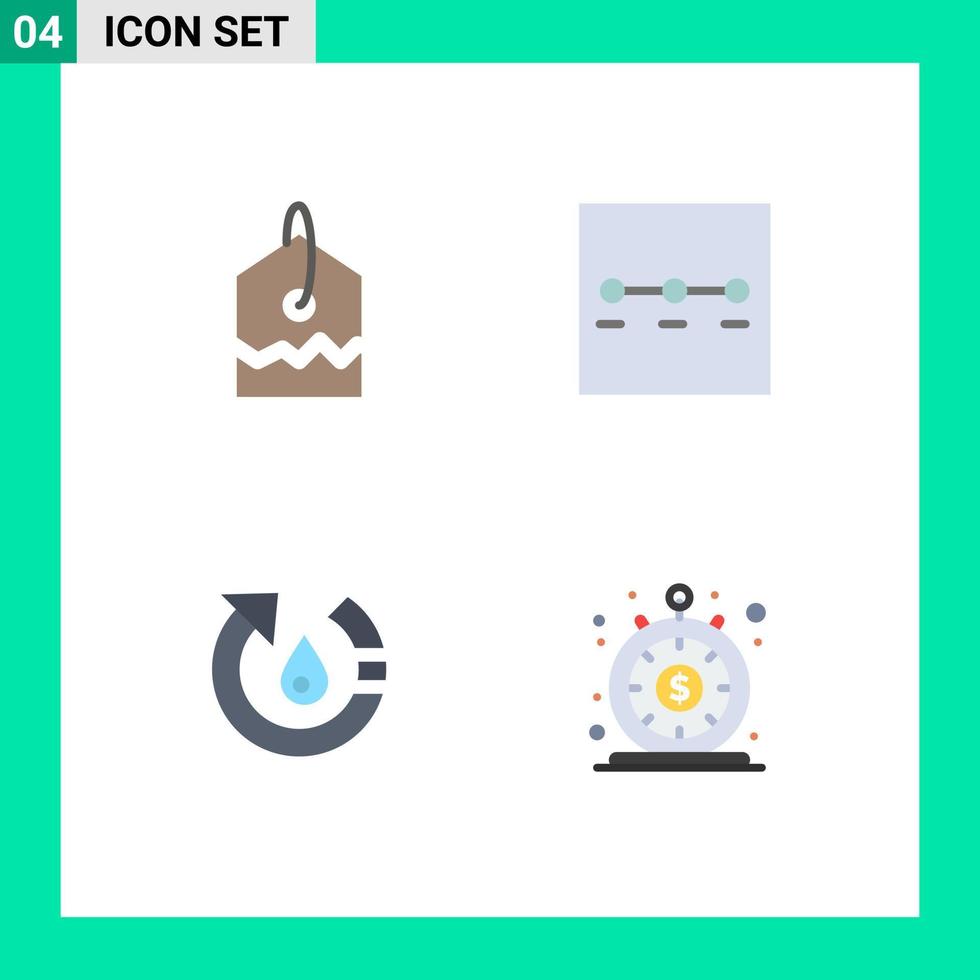 Set of 4 Modern UI Icons Symbols Signs for label nature layout drop finance Editable Vector Design Elements