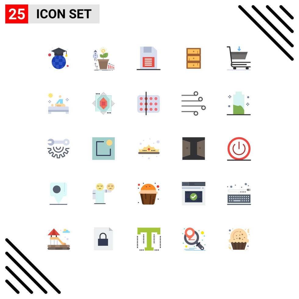 Set of 25 Modern UI Icons Symbols Signs for cupboard cabinet profit safe sd card Editable Vector Design Elements