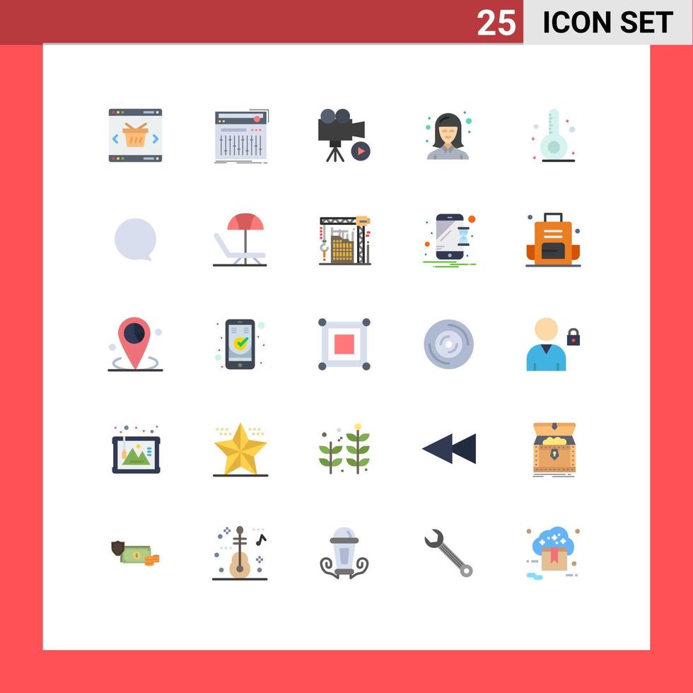 Set of 25 Modern UI Icons Symbols Signs for student female studio video media Editable Vector Design Elements