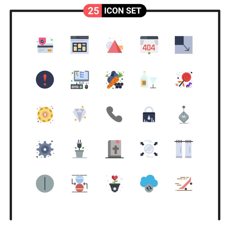 Set of 25 Vector Flat Colors on Grid for view expand art web computer Editable Vector Design Elements