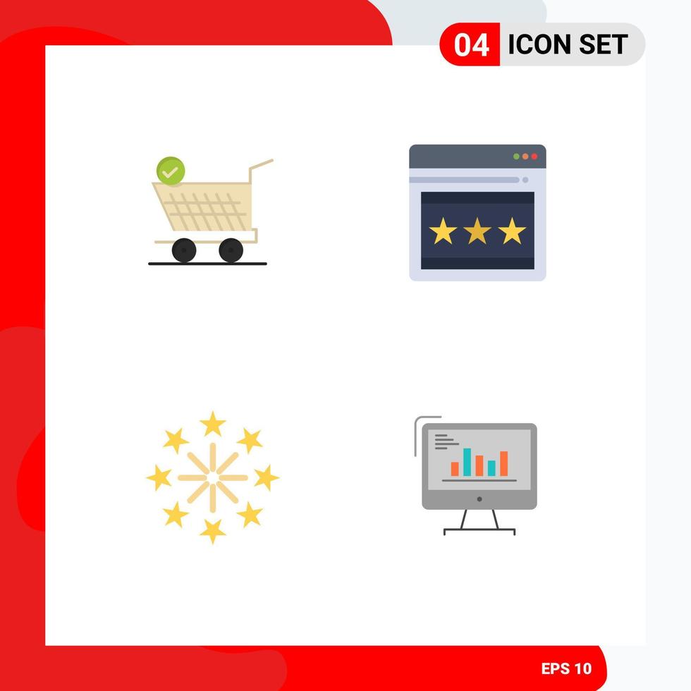 4 Universal Flat Icon Signs Symbols of trolly holiday cart webpage chart Editable Vector Design Elements