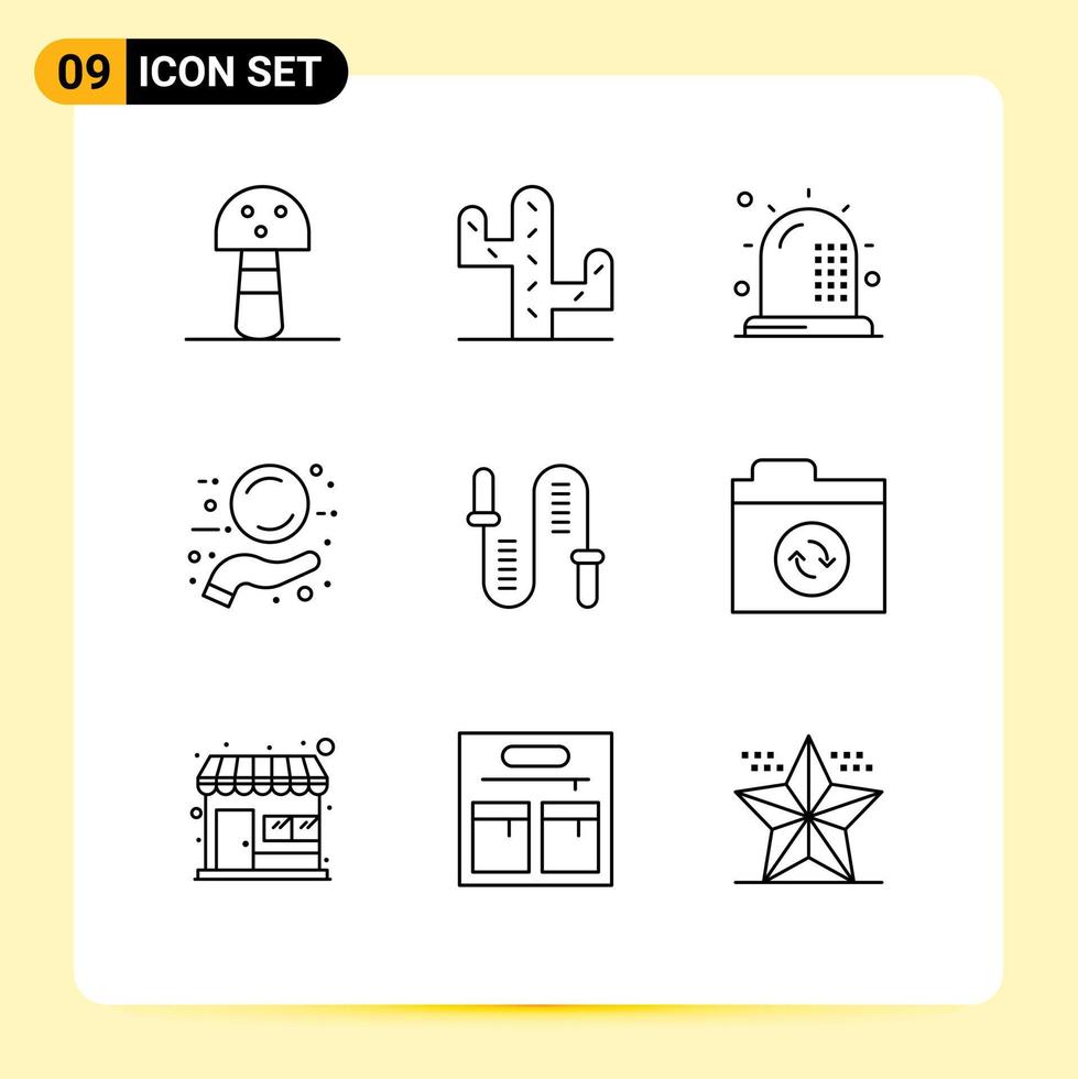 Group of 9 Outlines Signs and Symbols for skipping rope form jumping sale Editable Vector Design Elements