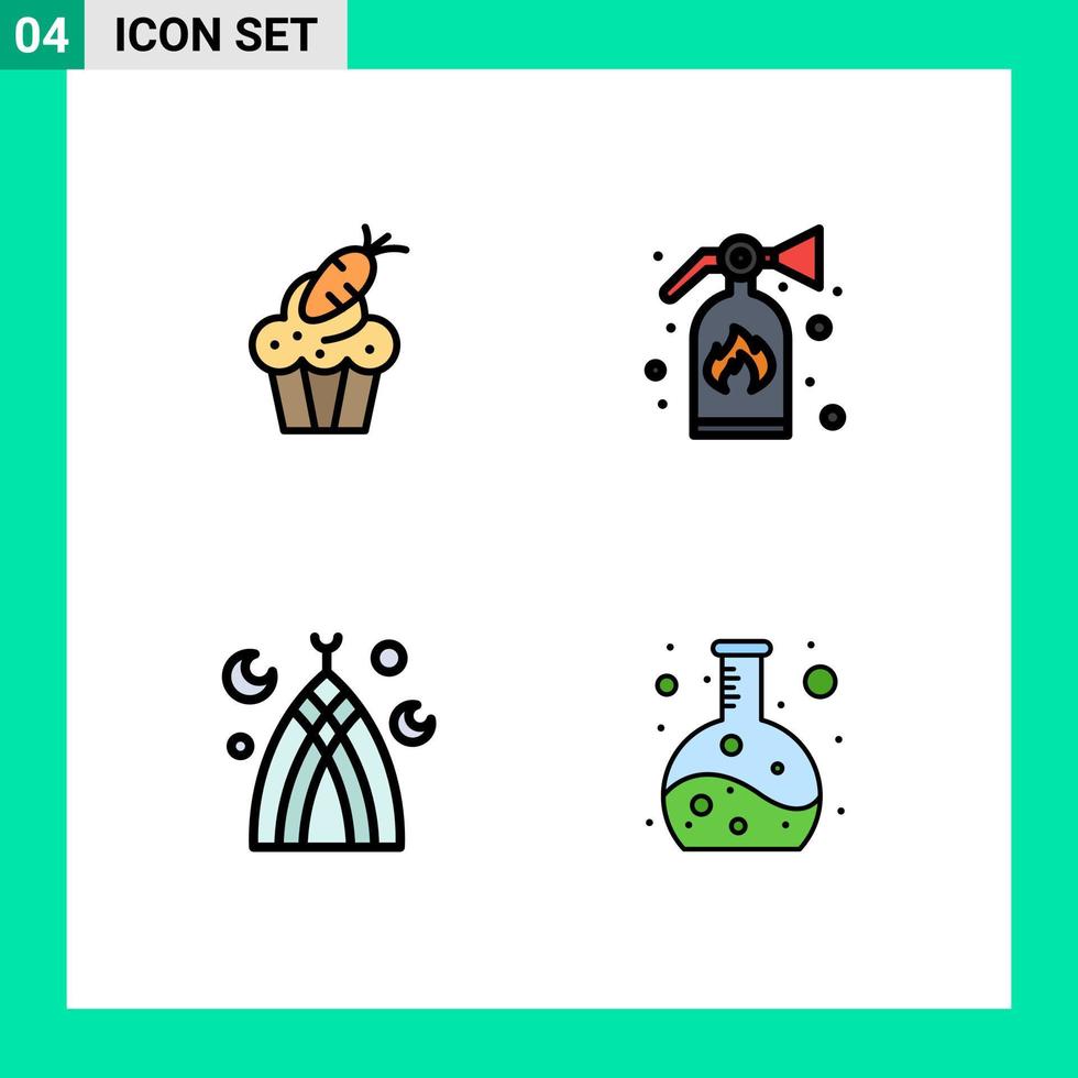 4 Creative Icons Modern Signs and Symbols of cake month easter fire muslim Editable Vector Design Elements
