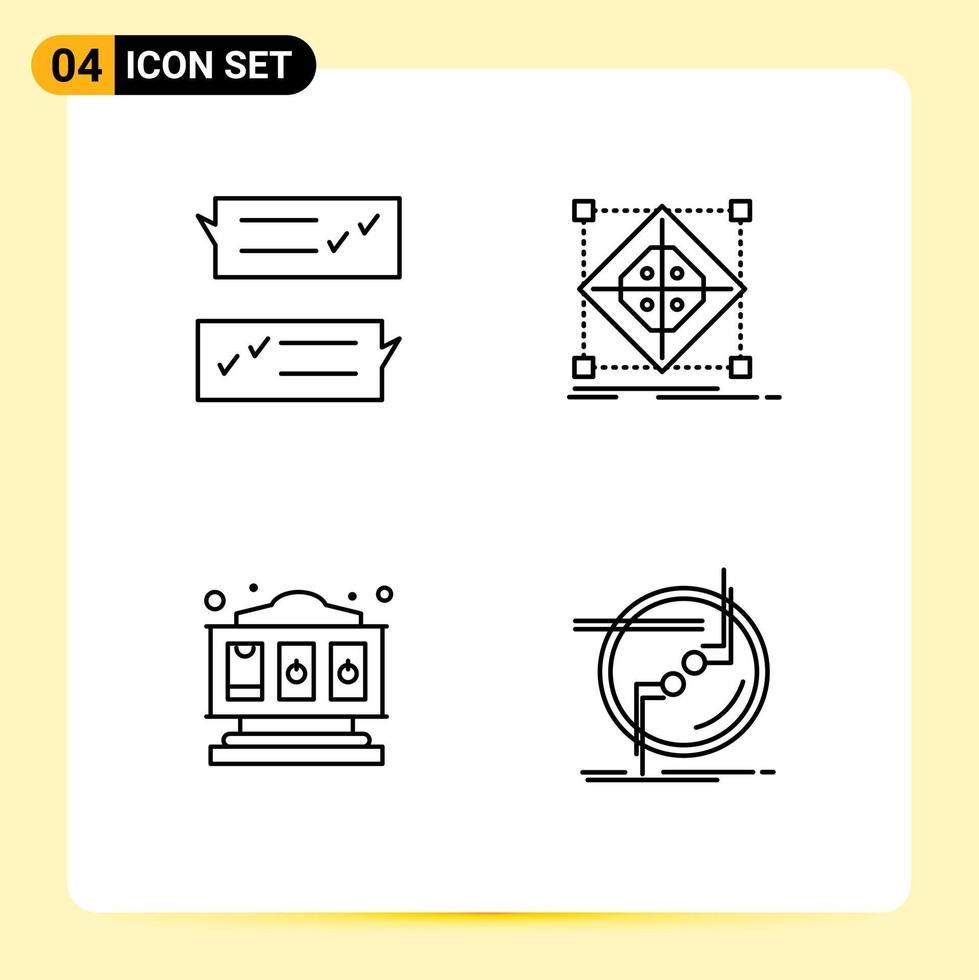 4 Universal Line Signs Symbols of chat preparation speech bubble cluster game Editable Vector Design Elements