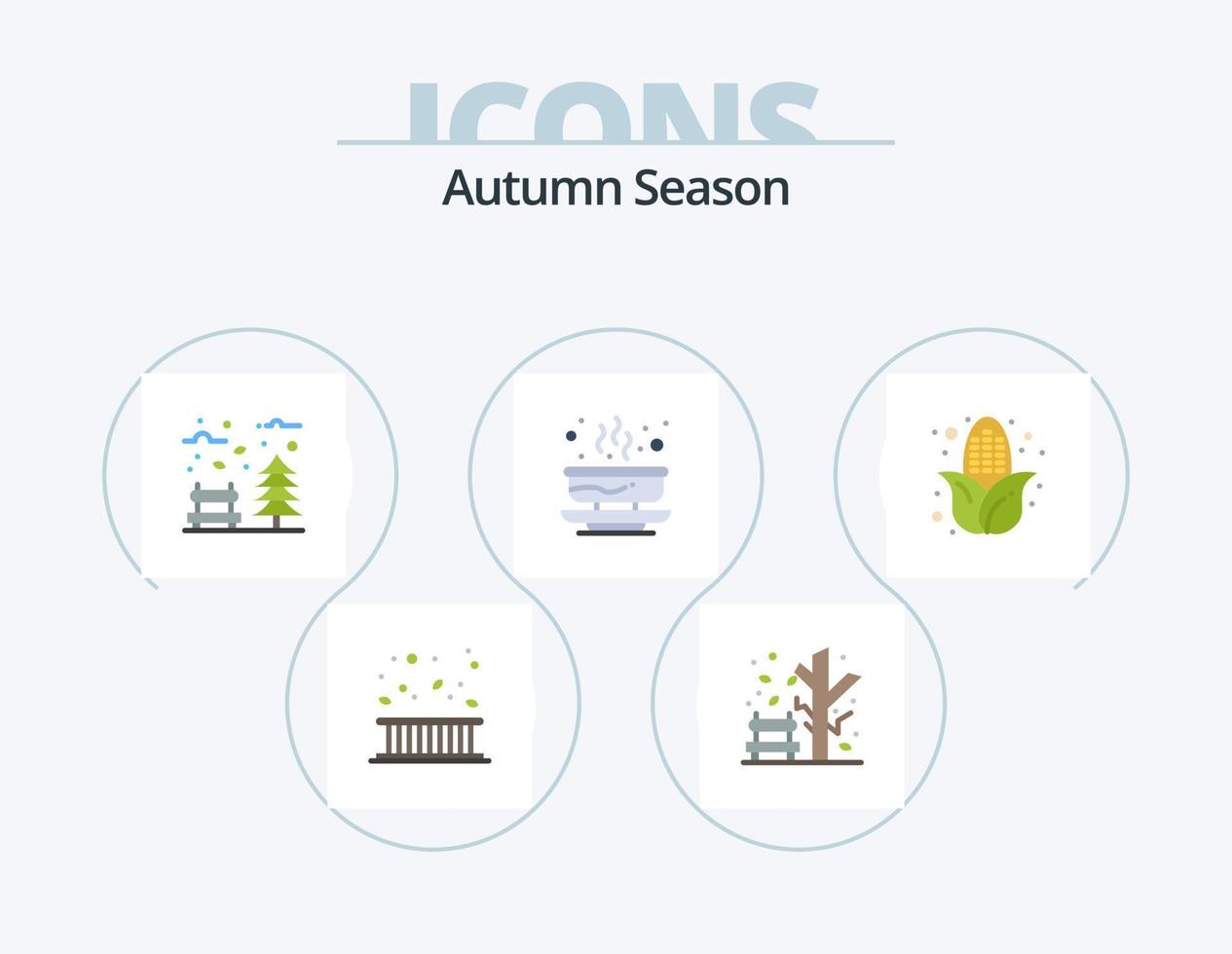 otoño plano icono paquete 5 5 icono diseño. alimento. caliente. árbol. bol. árbol vector
