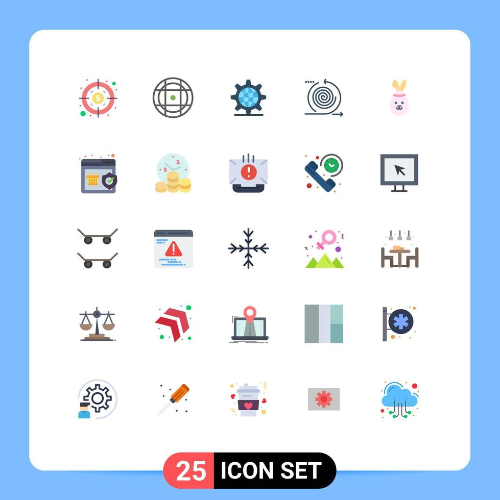 Pictogram Set of 25 Simple Flat Colors of bunny robbit server product iteration Editable Vector Design Elements