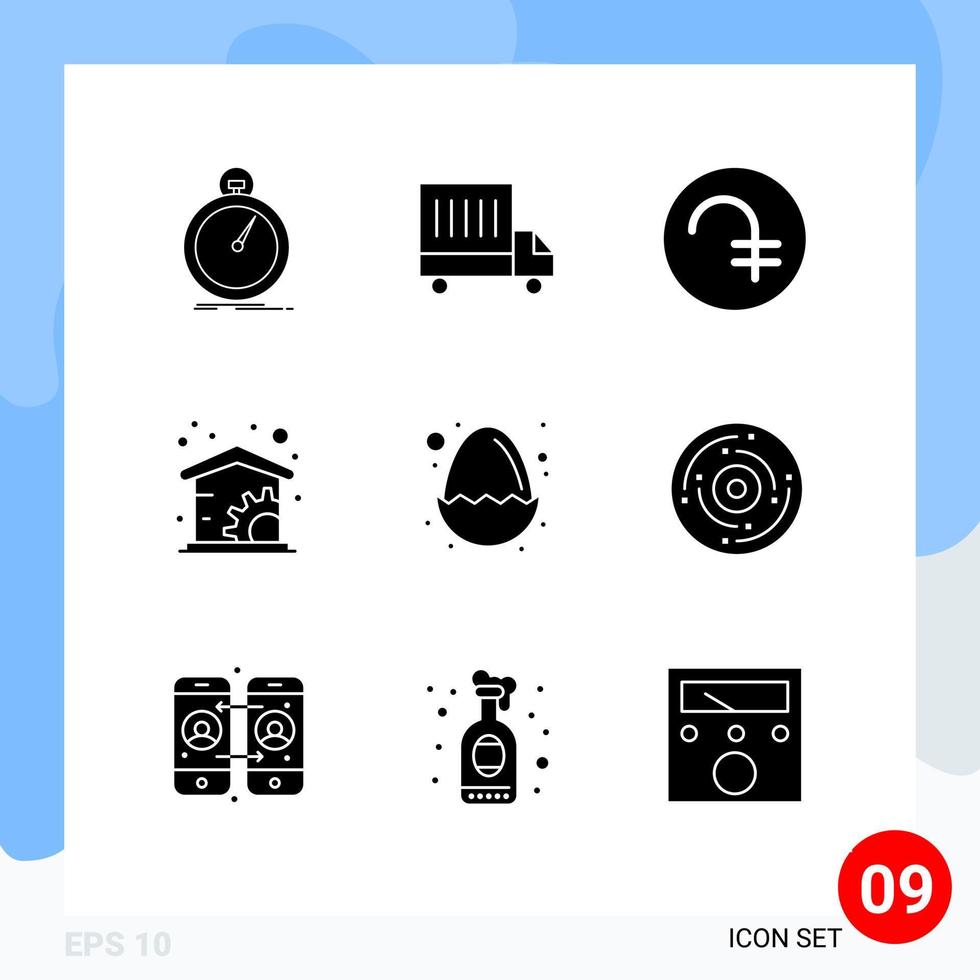 Pictogram Set of 9 Simple Solid Glyphs of egg baby dram management economics Editable Vector Design Elements