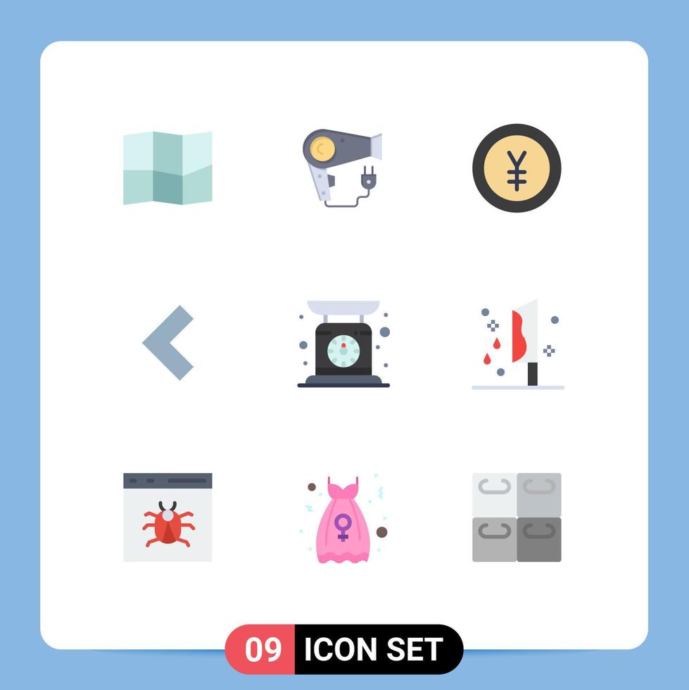 Modern Set of 9 Flat Colors Pictograph of blood scale money machine left Editable Vector Design Elements