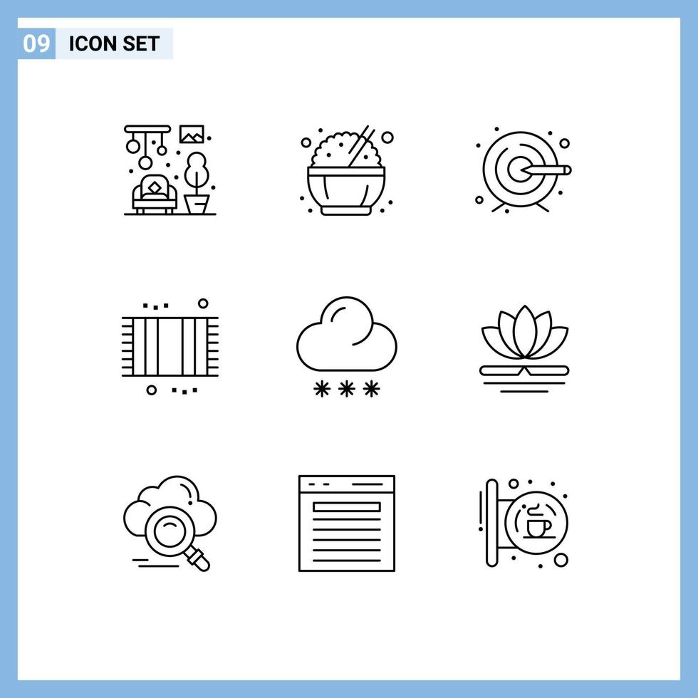 Stock Vector Icon Pack of 9 Line Signs and Symbols for weather forecast target cloud mat Editable Vector Design Elements