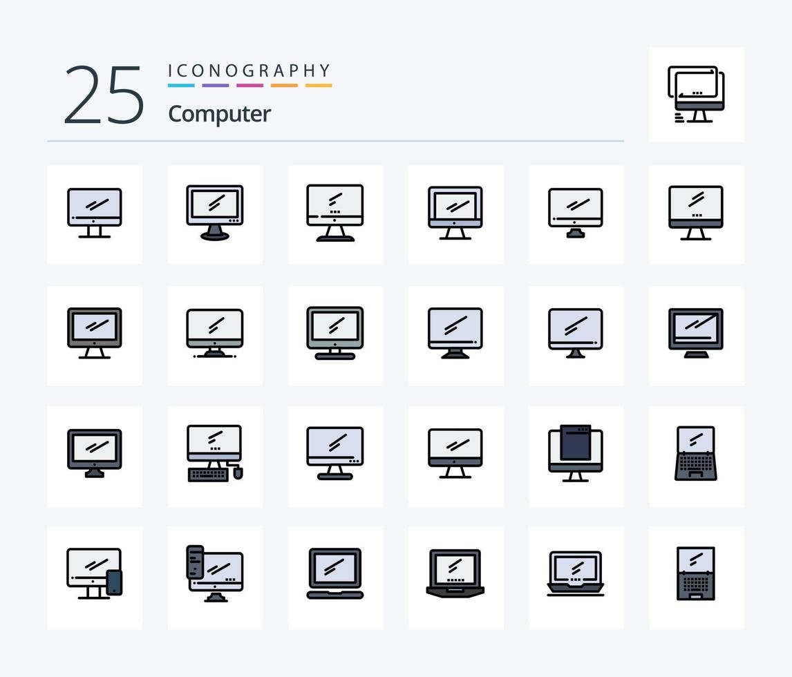 Computer 25 Line Filled icon pack including device. computer. imac. mobile. device vector