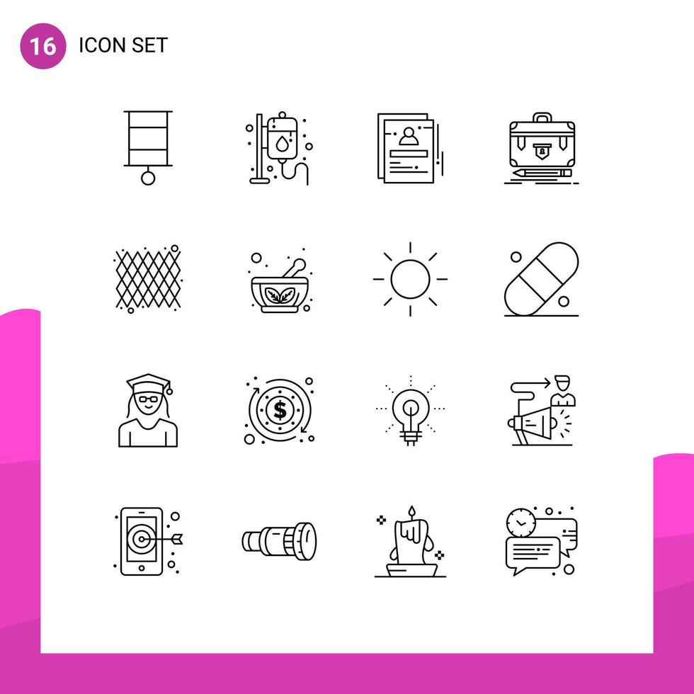 16 Universal Outlines Set for Web and Mobile Applications portfolio financial page business user Editable Vector Design Elements