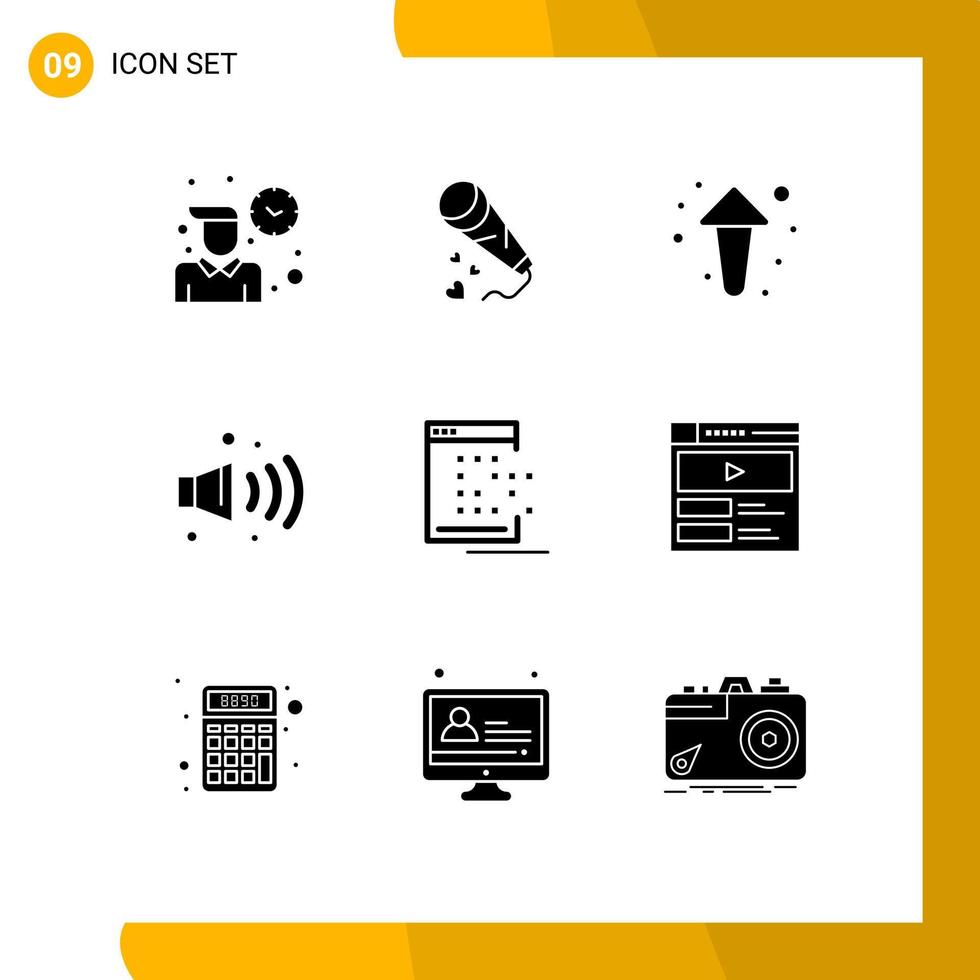 grupo de 9 9 sólido glifos señales y símbolos para aplicación contaminación Boda ruido dirección editable vector diseño elementos