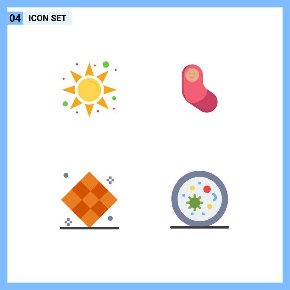 4 Creative Icons Modern Signs and Symbols of morning play baby athletics biology Editable Vector Design Elements
