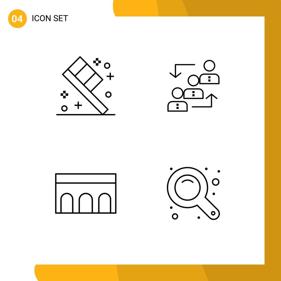 Line Pack of 4 Universal Symbols of toothbrush work career ladder architecture Editable Vector Design Elements