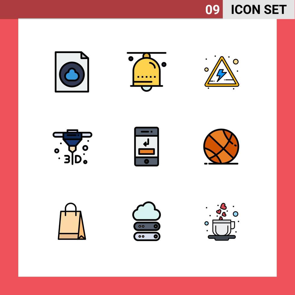 Universal Icon Symbols Group of 9 Modern Filledline Flat Colors of phone call alert arrows direct Editable Vector Design Elements