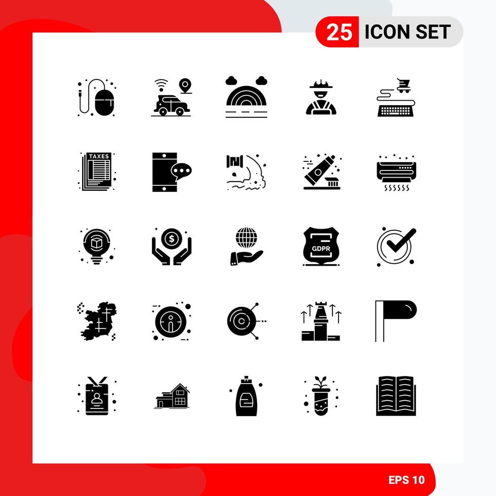 25 Creative Icons Modern Signs and Symbols of shopping ecommerce technology worker builder Editable Vector Design Elements