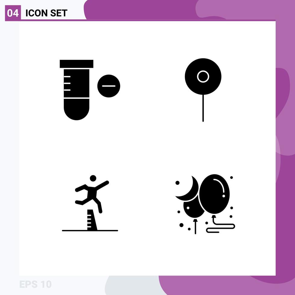 4 Creative Icons Modern Signs and Symbols of minus running location athlete balloon Editable Vector Design Elements