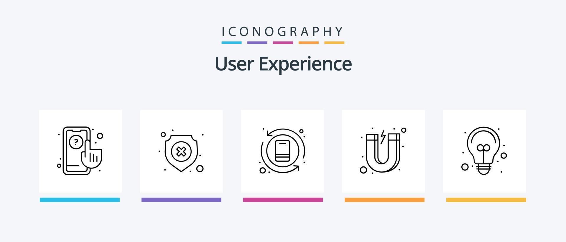 User Experience Line 5 Icon Pack Including callout. process. gear. ux. action. Creative Icons Design vector