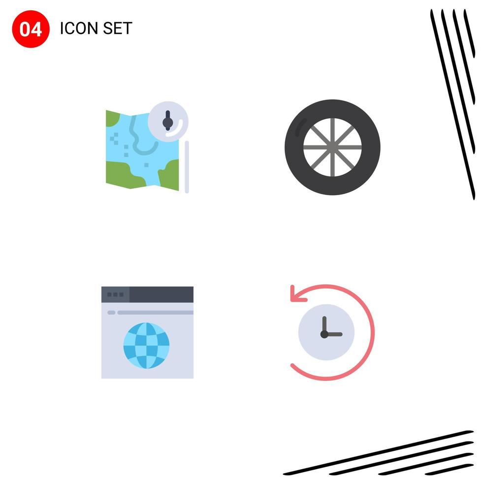 4 Flat Icon concept for Websites Mobile and Apps map server track vehicles backup Editable Vector Design Elements