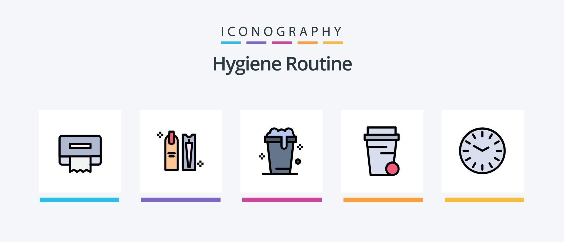 Hygiene Routine Line Filled 5 Icon Pack Including vacuum. electrical. mirror. cleaning. drying. Creative Icons Design vector