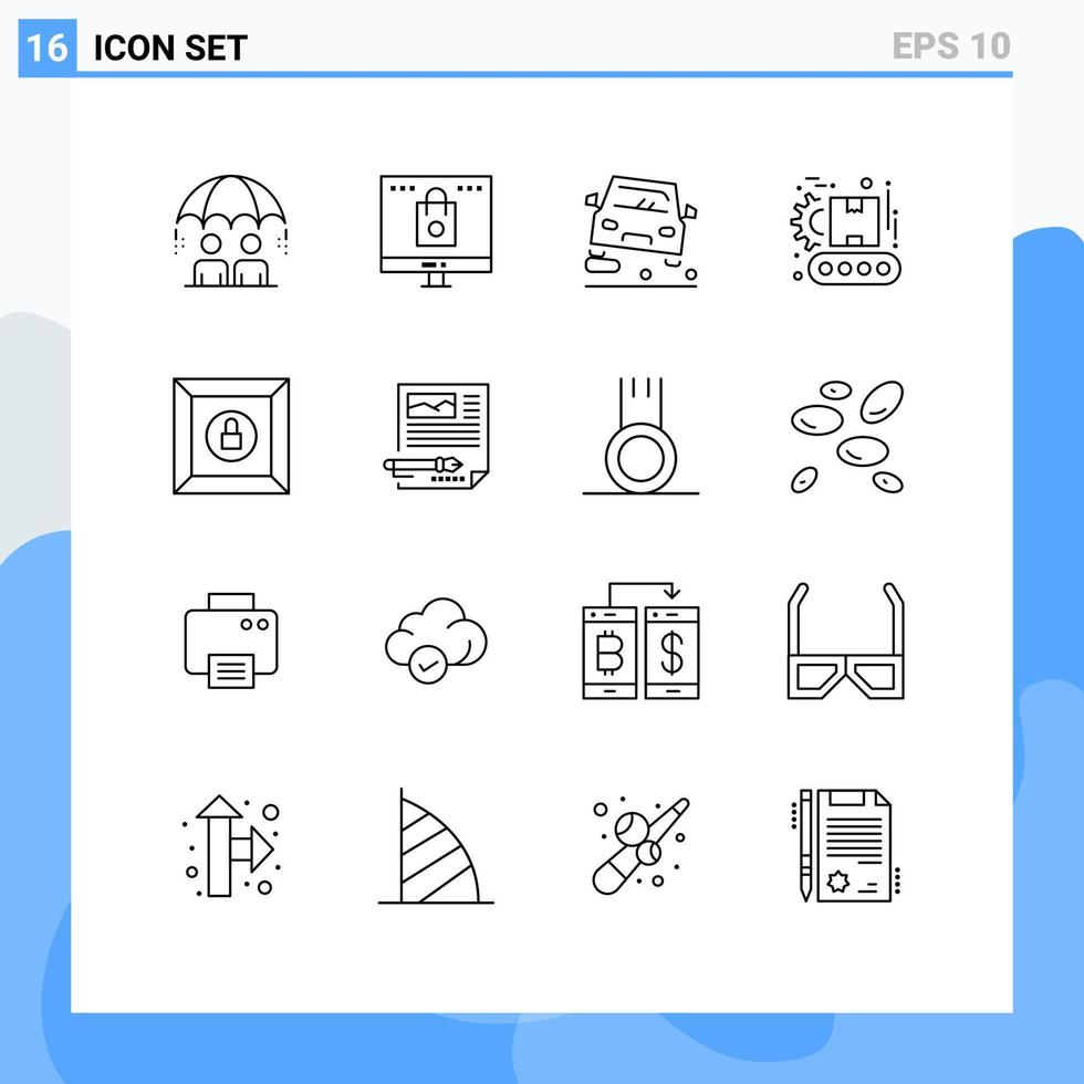 valores vector icono paquete de dieciséis línea señales y símbolos para caja fabricación compras fábrica mermelada editable vector diseño elementos