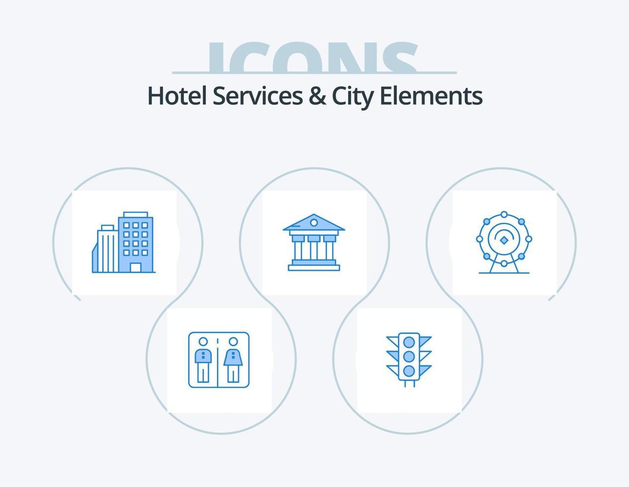 hotel servicios y ciudad elementos azul icono paquete 5 5 icono diseño. Wifi. servicio. hotel. dinero . banco vector