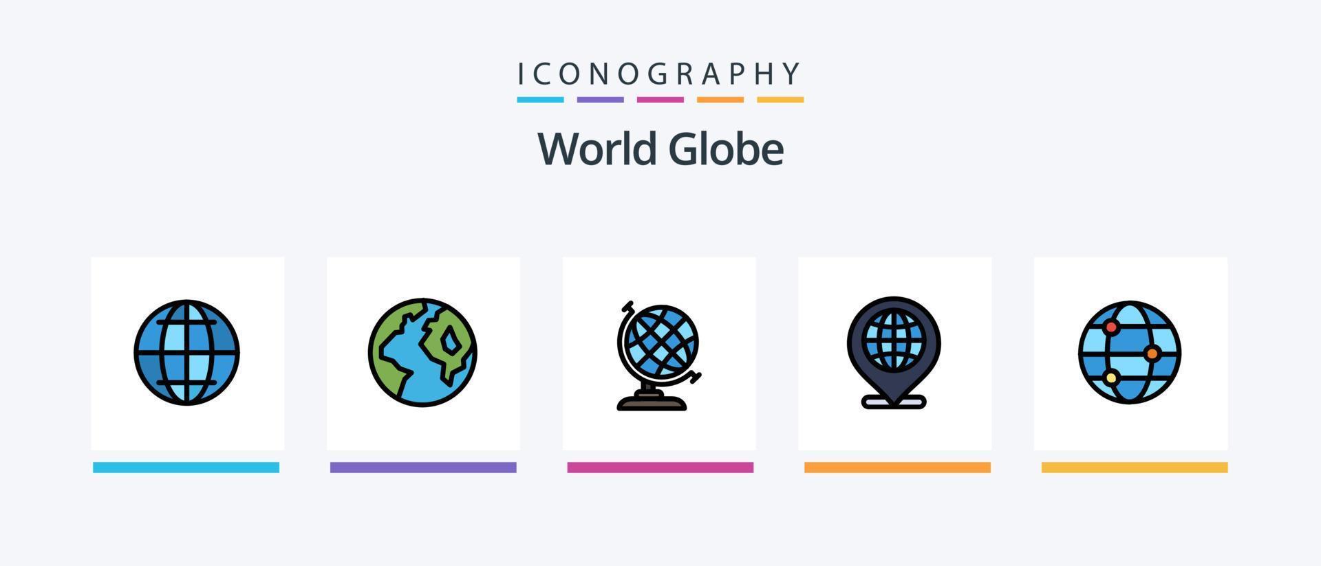 Globe Line Filled 5 Icon Pack Including . world. internet. stand. globe. Creative Icons Design vector