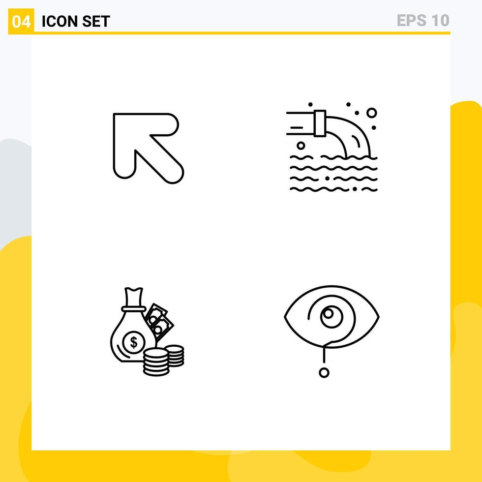 4 Universal Line Signs Symbols of arrow business pipe sewage gold Editable Vector Design Elements