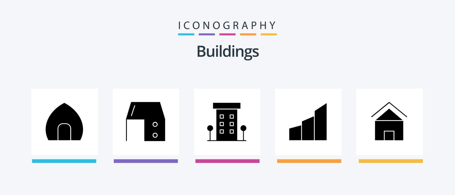 edificios glifo 5 5 icono paquete incluso edificios apartamentos oficina escritorio. almacenar. tienda frente. creativo íconos diseño vector