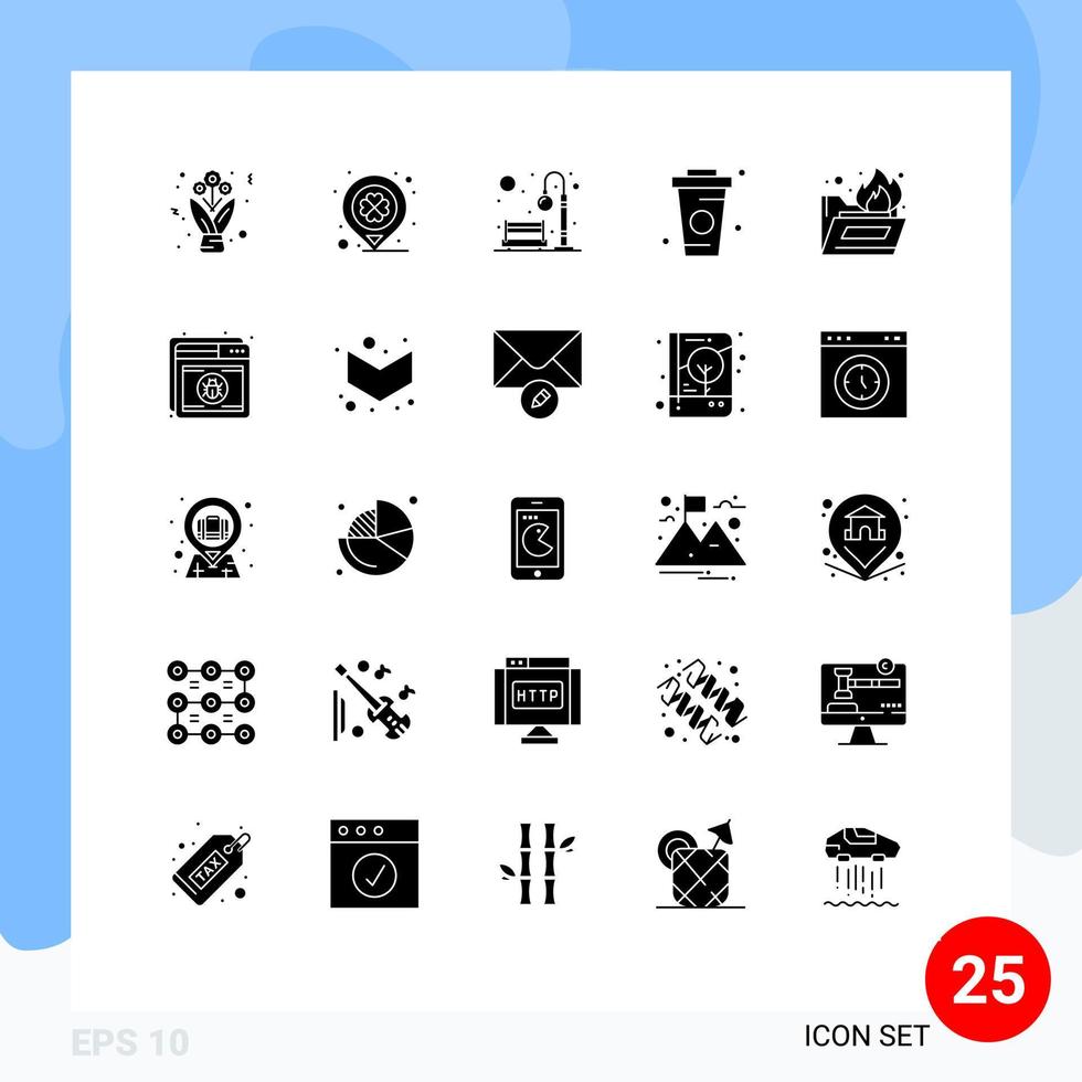 Set of 25 Modern UI Icons Symbols Signs for food drink bench cup light Editable Vector Design Elements