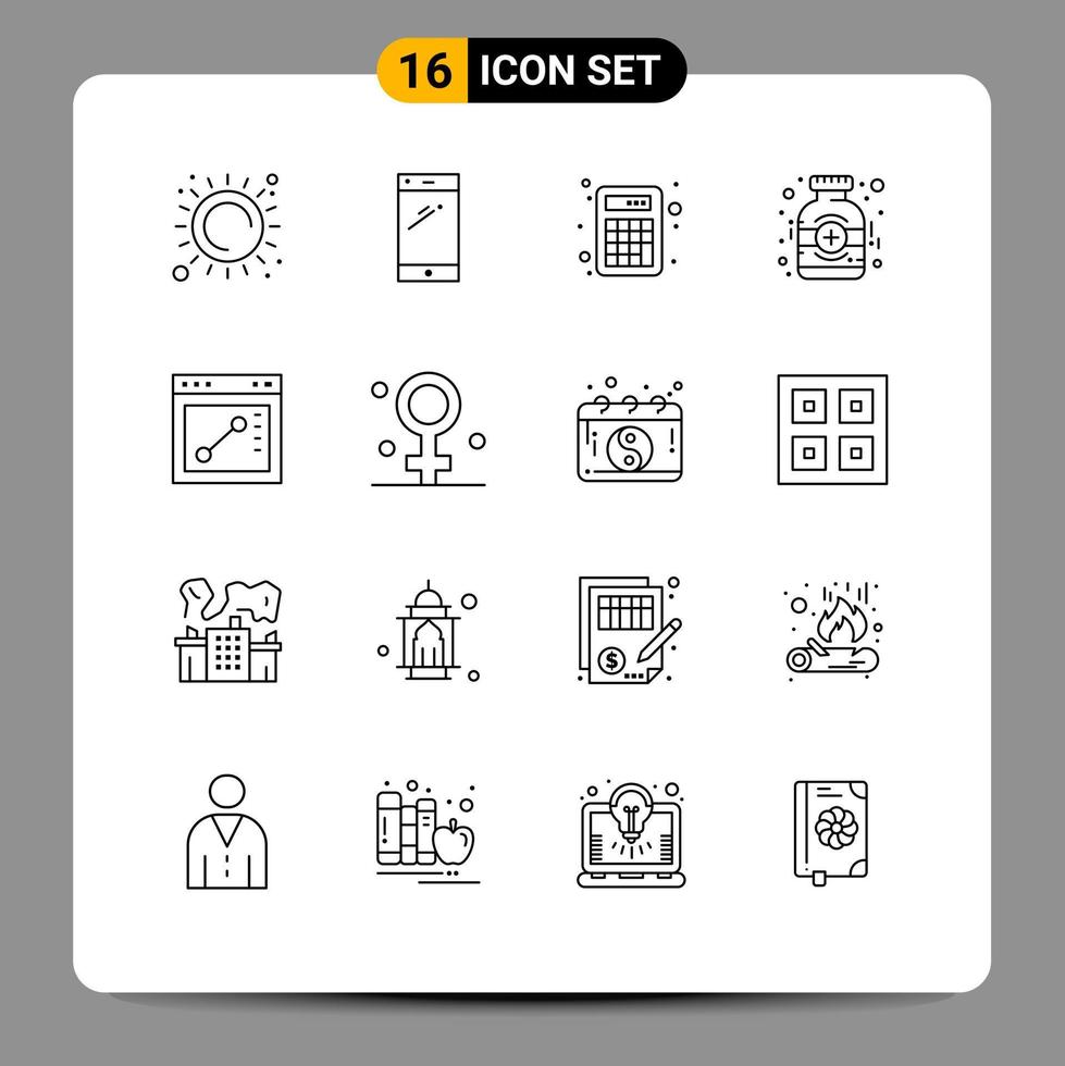 16 Creative Icons Modern Signs and Symbols of browser medicine iphone medical calculation Editable Vector Design Elements
