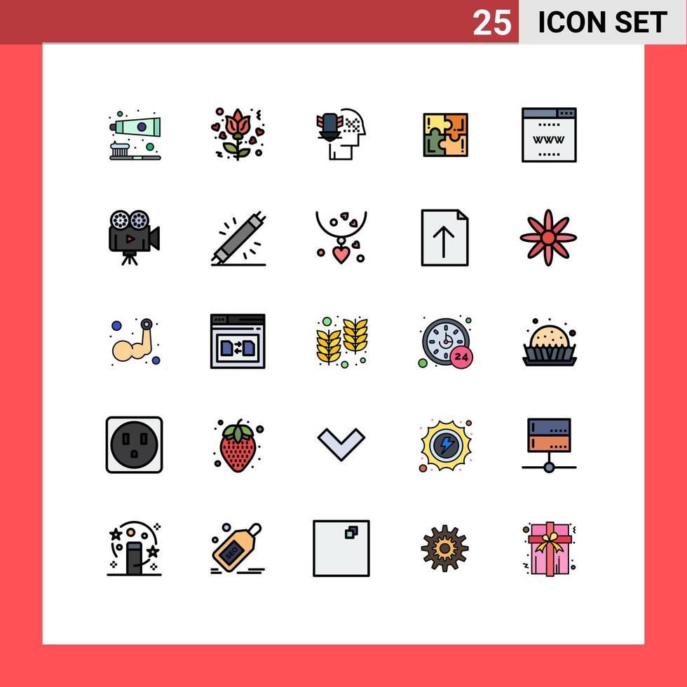 Set of 25 Vector Filled line Flat Colors on Grid for online solve personal sport game Editable Vector Design Elements