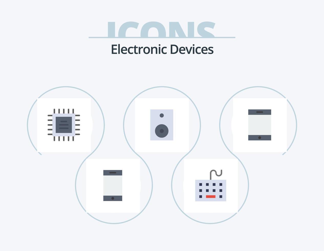 dispositivos plano icono paquete 5 5 icono diseño. ipad tecnología. chip. vocero. electrónica vector