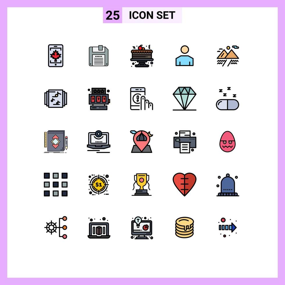 Set of 25 Modern UI Icons Symbols Signs for collection cloud celebration camping people Editable Vector Design Elements
