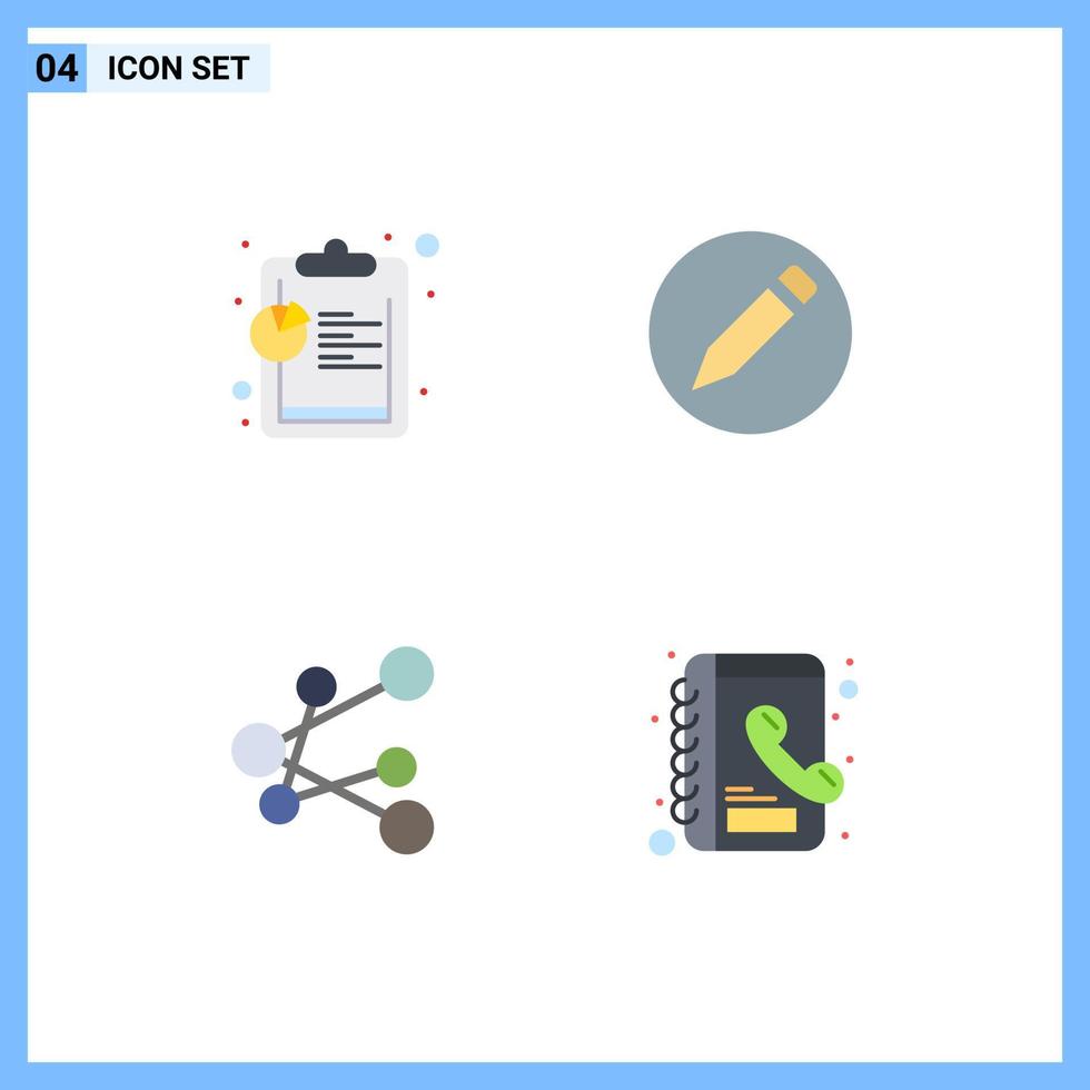 Pictogram Set of 4 Simple Flat Icons of analysis book basic export phone book Editable Vector Design Elements